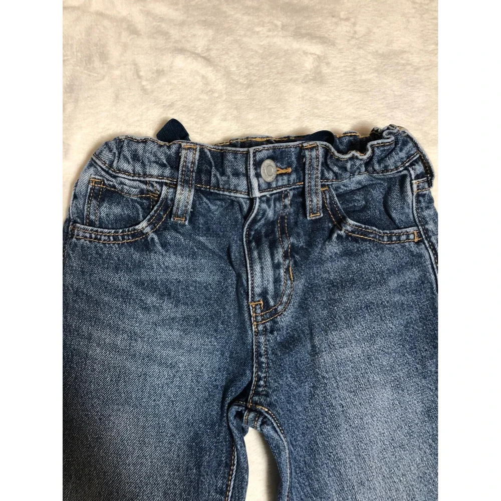 5/$25 Old Navy Baggy Wide Leg Jeans Blue Distressed High Rise Built-In Tough